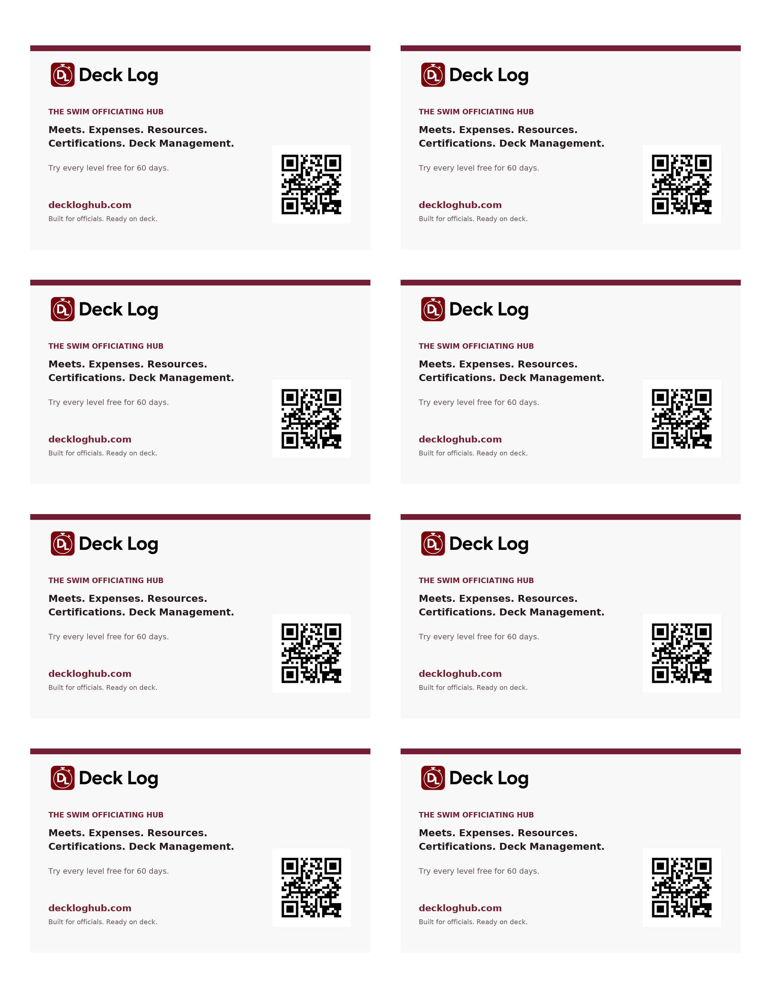 Deck Log QR cards preview